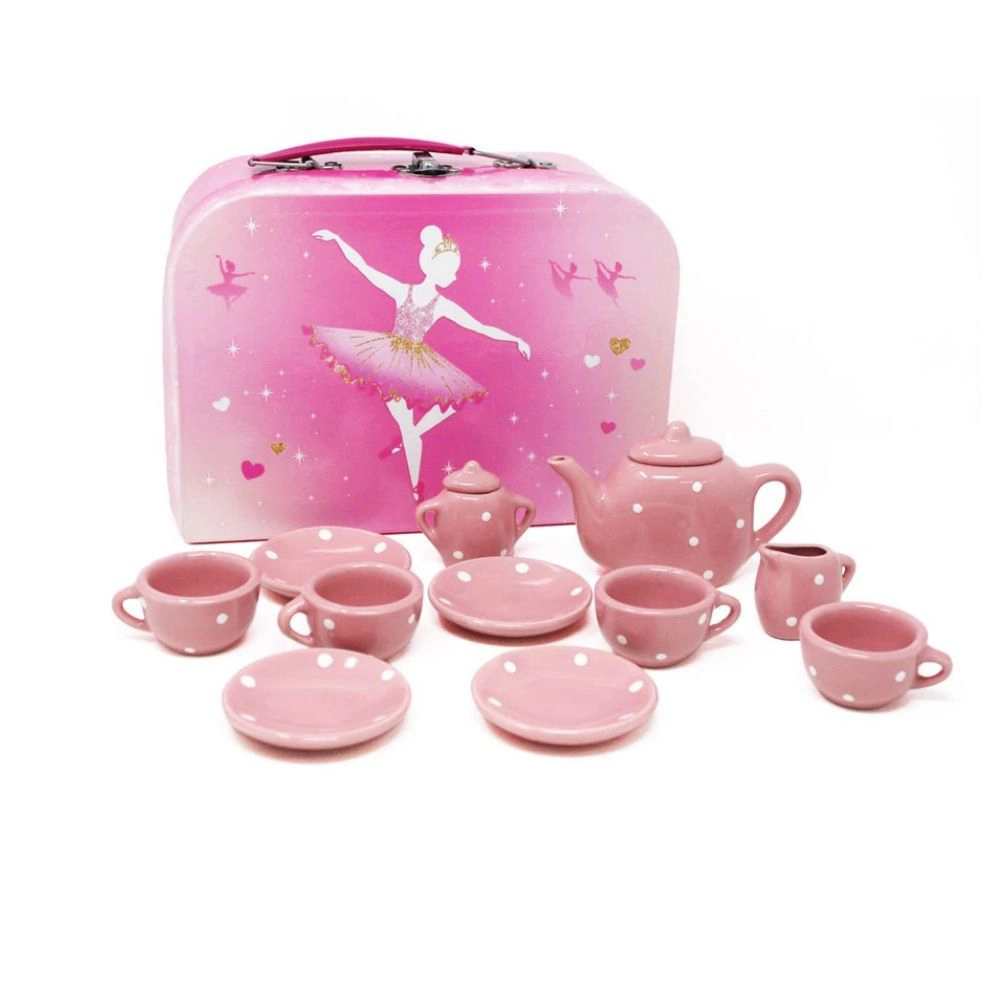 pink porcelain tea set